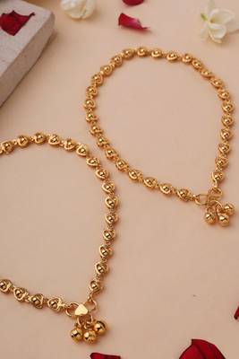 Elegant heart-shaped gold plated anklet 2