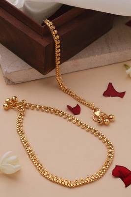 Gold-Plated Anklet with American Stone Studded Design 1