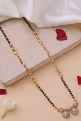 Mangalsutra with vaati american diamond pendant and black & gold beaded chain 3