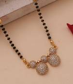 Mangalsutra with vaati american diamond pendant and black & gold beaded chain