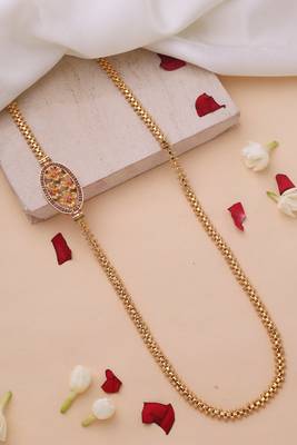 Mugappu Gold Plated Chain with Oval-Shaped Floral Pendant 1