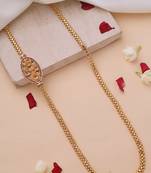 Mugappu Gold Plated Chain with Oval-Shaped Floral Pendant