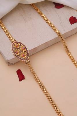 Mugappu Gold Plated Chain with Oval-Shaped Floral Pendant 2