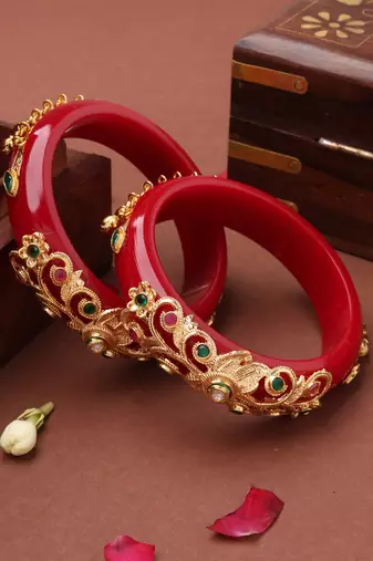 Red Bangles with Ghungroo Hangings