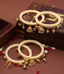 White Bangles with Ghungroos and Latkan Jhumkas