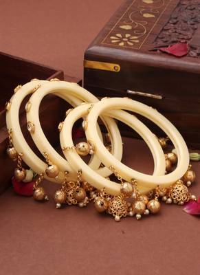 White Bangles with Ghungroos and Latkan Jhumkas 1