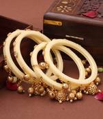 White Bangles with Ghungroos and Latkan Jhumkas
