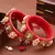 Rajwadi Red Bangles with Pearl and Kundan Work