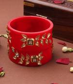 Rajwadi Red Bangles with Kundan Work