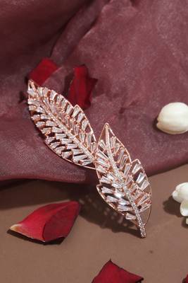 Leaf-Shaped American Diamond Hair Clip 1