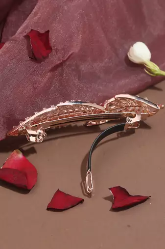 Leaf-Shaped American Diamond Hair Clip