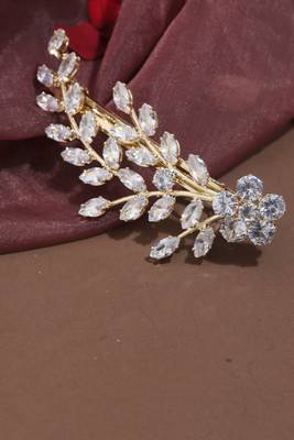 Leaf-Shaped American Diamond Hair Clip 1