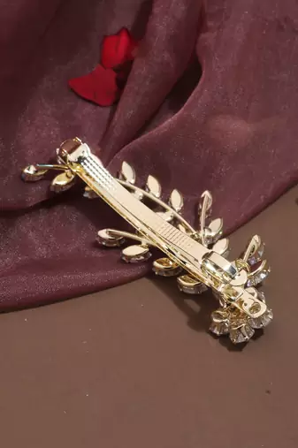 Leaf-Shaped American Diamond Hair Clip