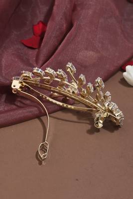 Leaf-Shaped American Diamond Hair Clip 3
