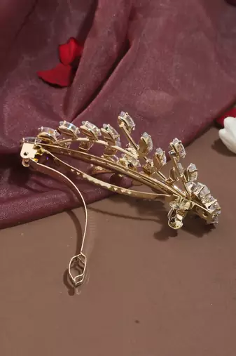 Leaf-Shaped American Diamond Hair Clip
