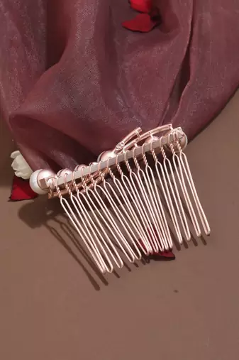 Pearl Studded Rose Gold Hair Combo Clip