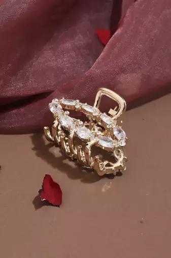 Rose Gold Plated Hair Clutcher with American Stones