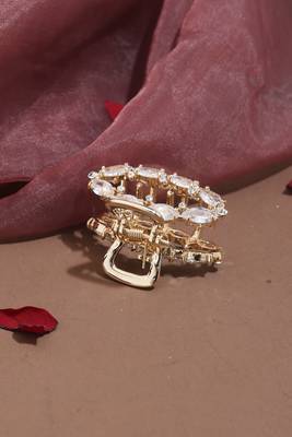 Rose Gold Plated Hair Clutcher with American Stones 4