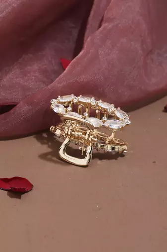 Rose Gold Plated Hair Clutcher with American Stones