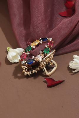 Rose Gold Plated Hair Clutcher with Multi-colour American Stones 1