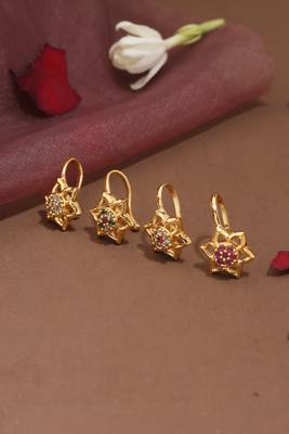 Set of 4 american diamond studded nose pins 1