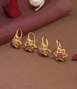 Set of 4 american diamond studded nose pins