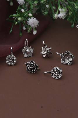 Set of 6 Silver Nose Pins 1