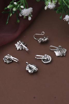 Set of 6 Silver Nose Pins 2