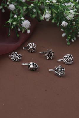 Set of 6 silver nose pins 1