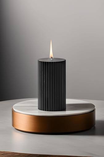Atorakushon soy wax pillar candle set of 3 pcs ribbed scented 2x3''inches sparkle pillar candle (black)