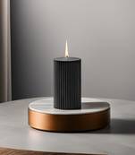 Atorakushon soy wax pillar candle set of 3 pcs ribbed scented 2x3''inches sparkle pillar candle (black)