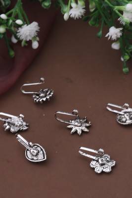 Set of 6 silver nose pins 3
