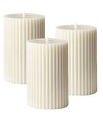 Atorakushon soy wax pillar candle set of 3 pcs ribbed scented 2x3''inches sparkle pillar candle (white)