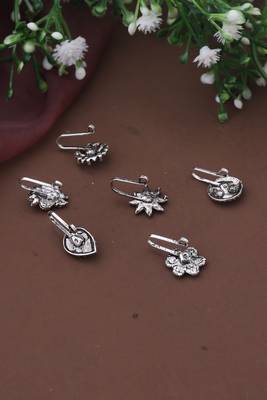 Set of 6 silver nose pins 5
