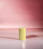 Atorakushon soy wax pillar candle set of 3 pcs ribbed scented 2x3''inches sparkle pillar candle (yellow)