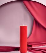 Atorakushon long soy wax pillar candle set of 2 pcs ribbed scente sparkle pillar candle (red)