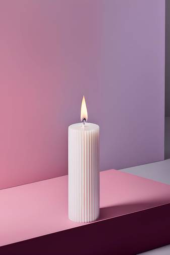 Atorakushon long soy wax pillar candle set of 2 pcs ribbed scente sparkle pillar candle (white)