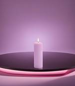 Atorakushon long soy wax pillar candle set of 2 pcs ribbed scente sparkle pillar candle (purple)