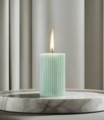 Atorakushon soy wax pillar candle set of 3 pcs ribbed scented 2x3''inches sparkle pillar candle (mintgreen)