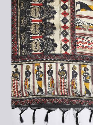 Cream cotton print salwar suit with dupatta 4