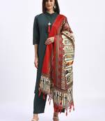 Green cotton print salwar suit with dupatta