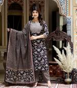 Women's multi colour floral printed embroidery yoke design kurta with palazzo and dupatta set