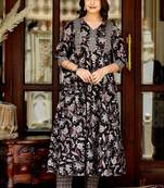 Women's yoke embroidery multi color anarkali kurta and palazzo set