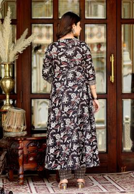 Women's embroidered multi colour anarkali kurta with palazzo and dupatta 2