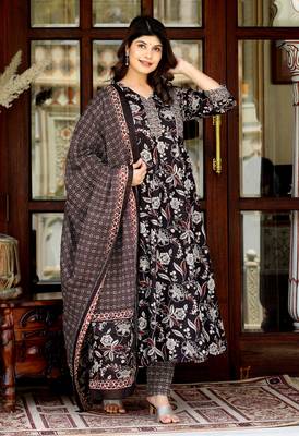 Women's embroidered multi colour anarkali kurta with palazzo and dupatta 4
