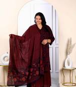Womens plus size cotton floral printed straight kurta sharara and dupatta set