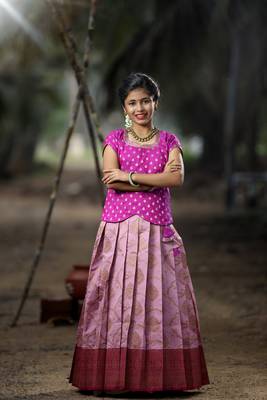 Pink Banarasi Silk Zari Work Lehenga Choli for Girls 4