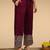 Burgundy color solid silk blend kurta palazzos set
