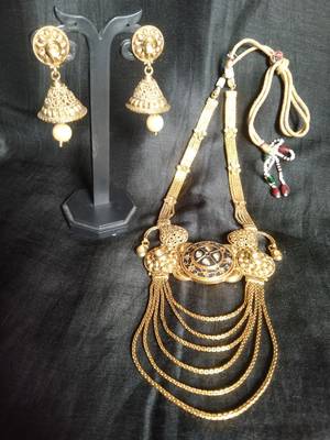 LCT stone studded golden Bridal necklace set 2