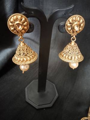 LCT stone studded golden Bridal necklace set 3